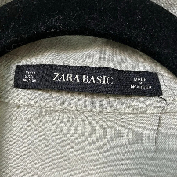 Zara Sage Green Linen Tie Front Romper Lace Khaki Womens L Neutral - Picture 3 of 9